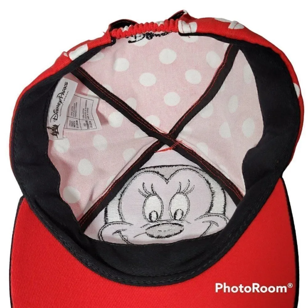 Disney Parks‎ Baseball Hat Toddler Minnie Mouse xoxo Ears Bow Polka Dot Kids Cap